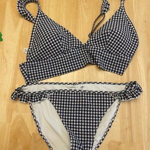 Black and White Gingham Bikini Set